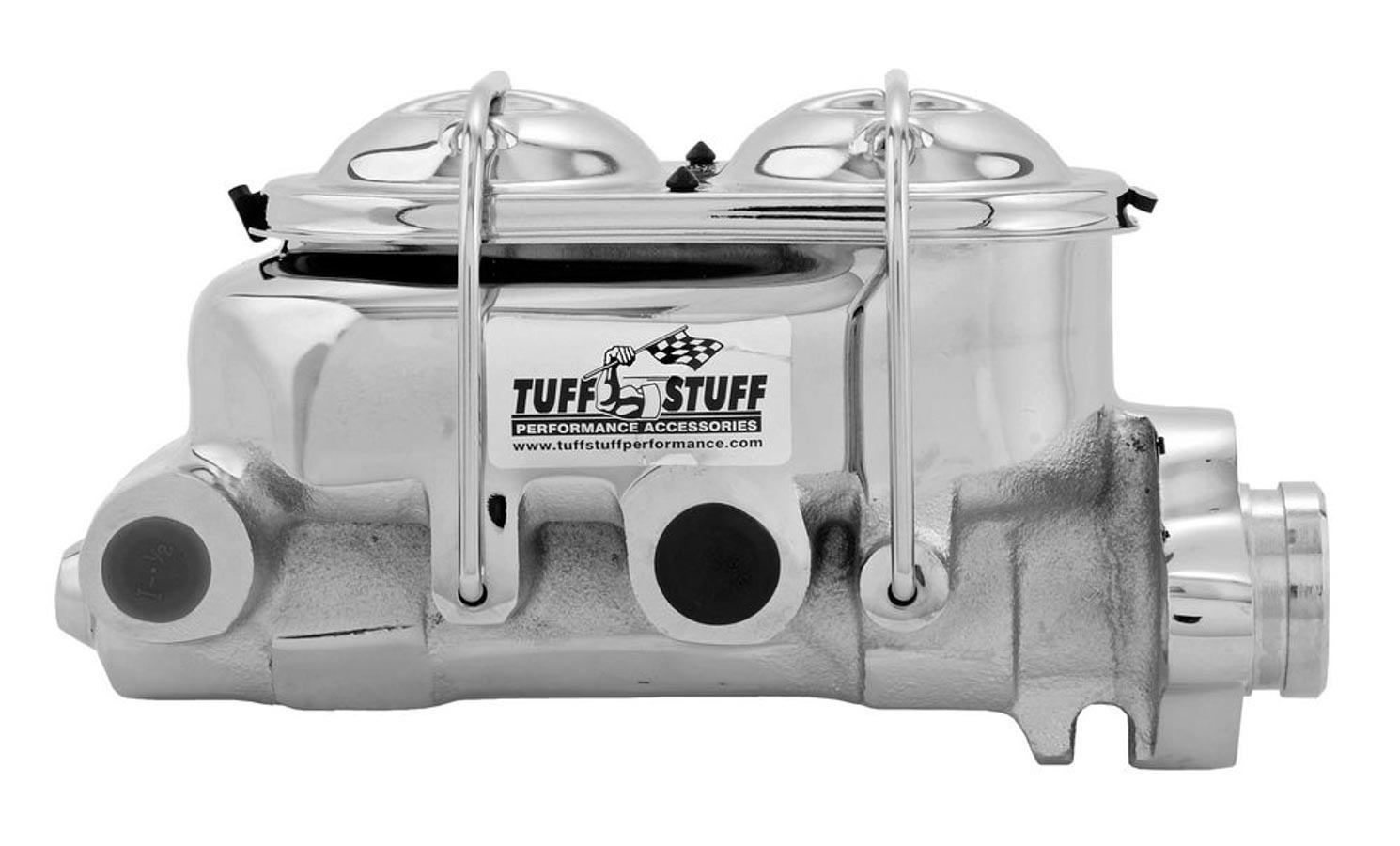 Tuff Stuff 2071NA Master Cylinder, Smoothie, 1-1/8 in Bore, Integral Reservoir, Iron, Chrome, 3-1/4 in Flange Mount, Kit