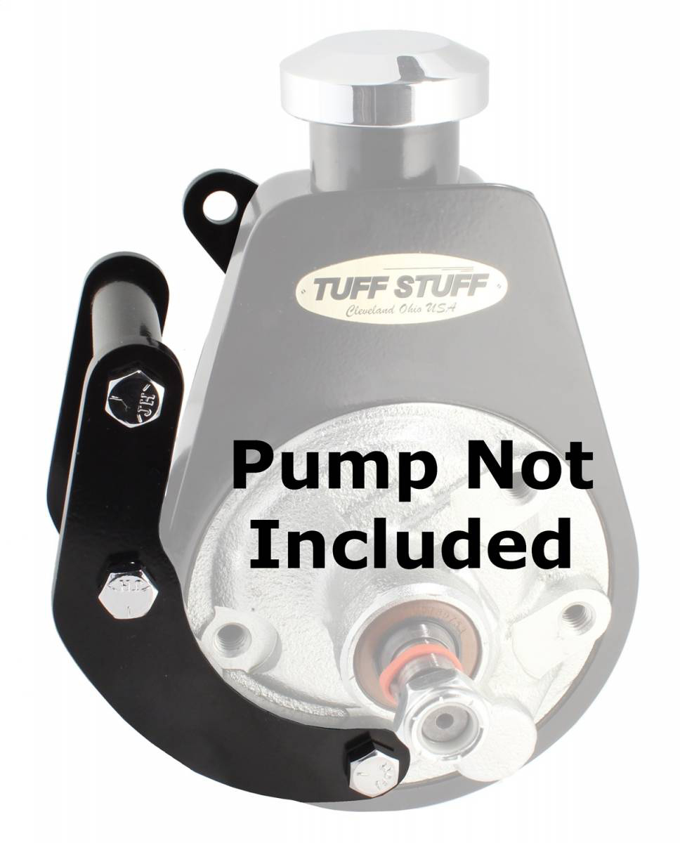 Tuff Stuff 6503B Power Steering Pump Bracket, Driver Side, Block Mount, Steel, Black Powder Coat, Saginaw Pump, Short Water Pump, Big Block Chevy, Kit