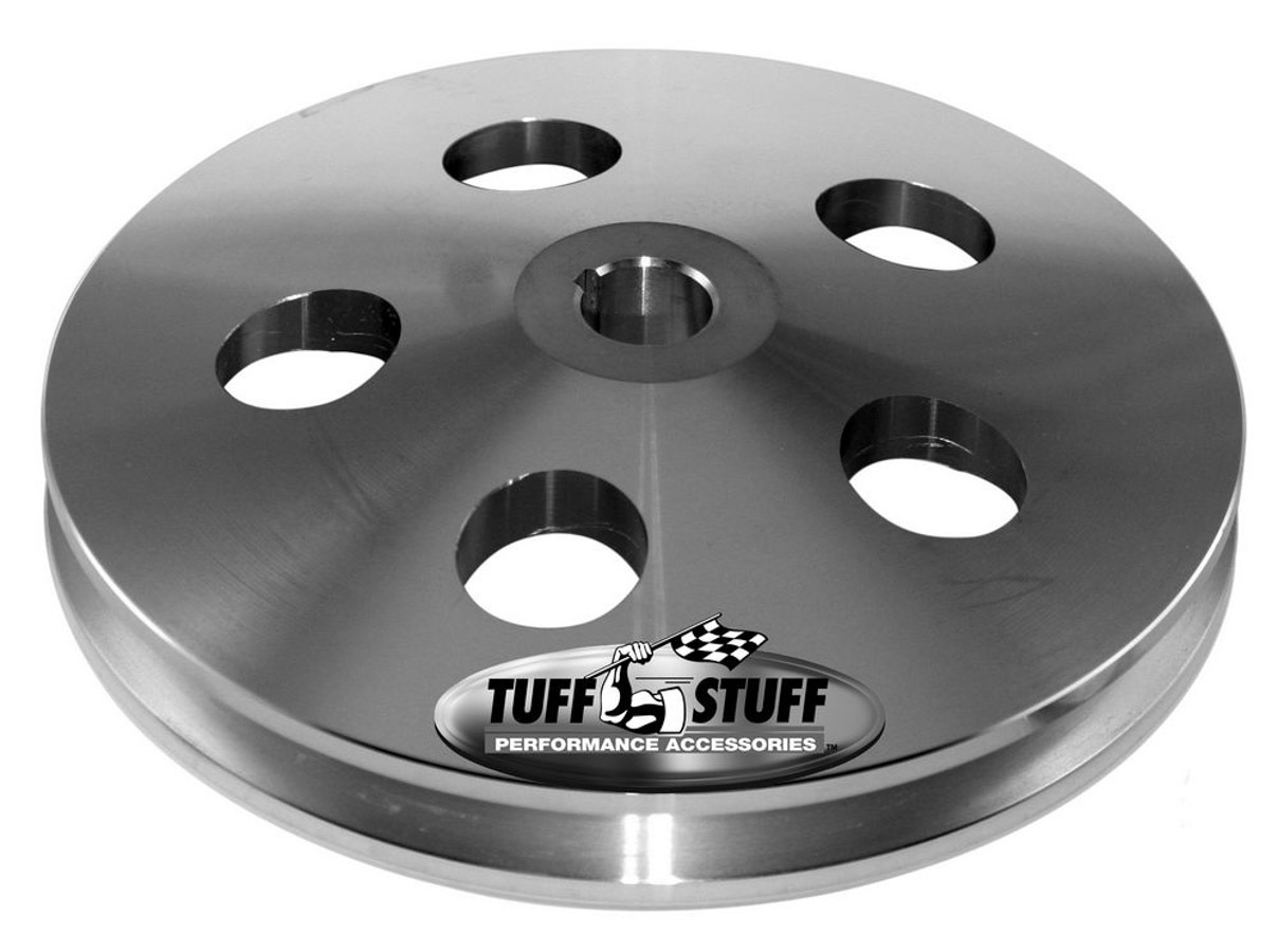 Tuff Stuff 8488A Power Steering Pulley, V-Belt, 1 Groove, Keyed, 5.750 in Diameter, Steel, Chrome, Saginaw, Each