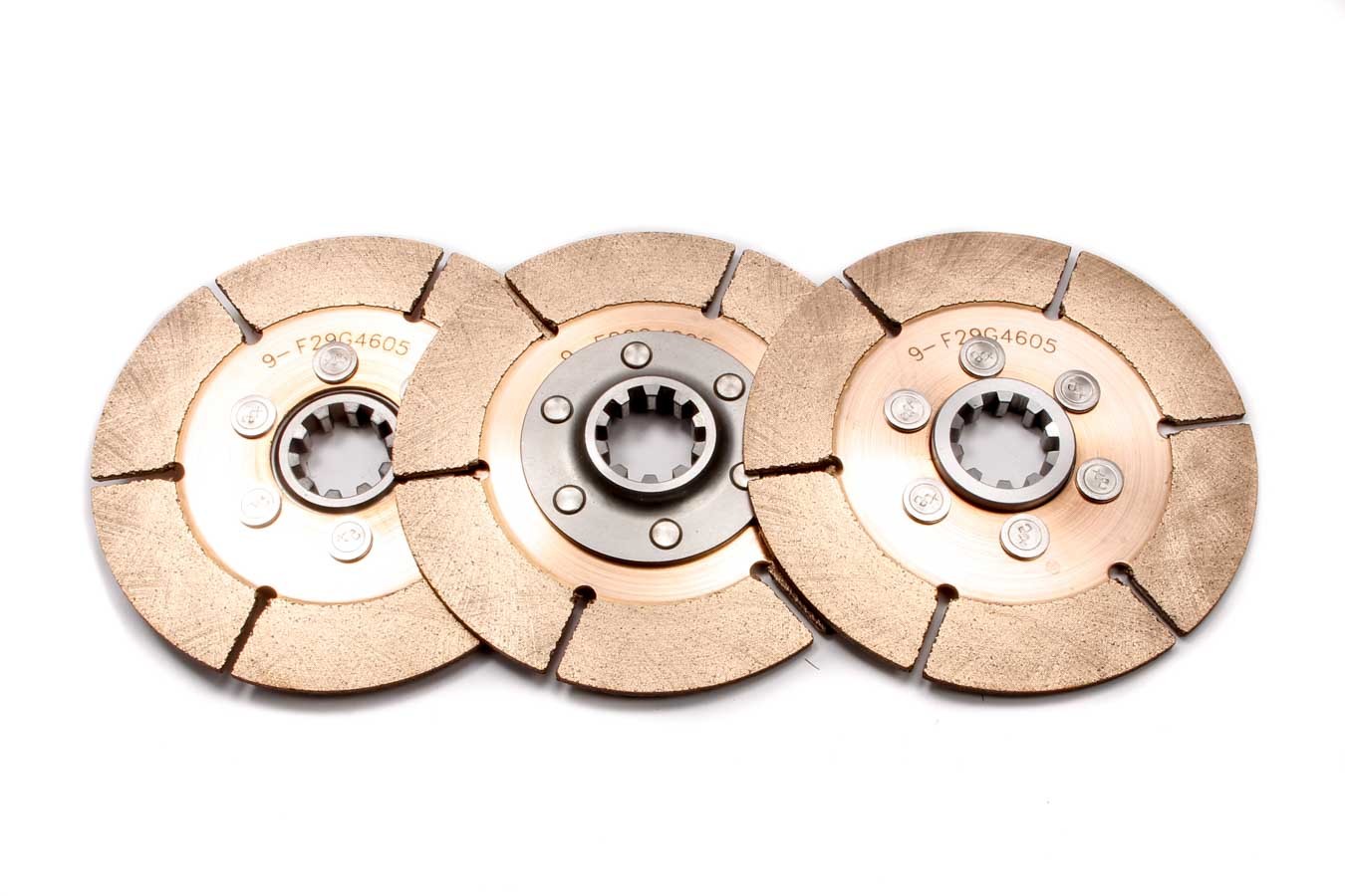 Tilton Engineering 64140-9-ABA-06 Clutch Disc, Full Circle 6-Rivet, 5-1/2 in Diameter, 1-1/8 in x 10 Spline, Rigid Hub, Metallic, Tilton Clutches, Set of 3