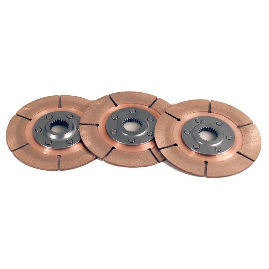 Tilton Engineering 64140-9-ACC-36 Clutch Disc, Full Circle 6-Rivet, 5-1/2 in Diameter, 1-5/32 in x 26 Spline, Rigid Hub, Metallic, Tilton Clutches, Set of 3