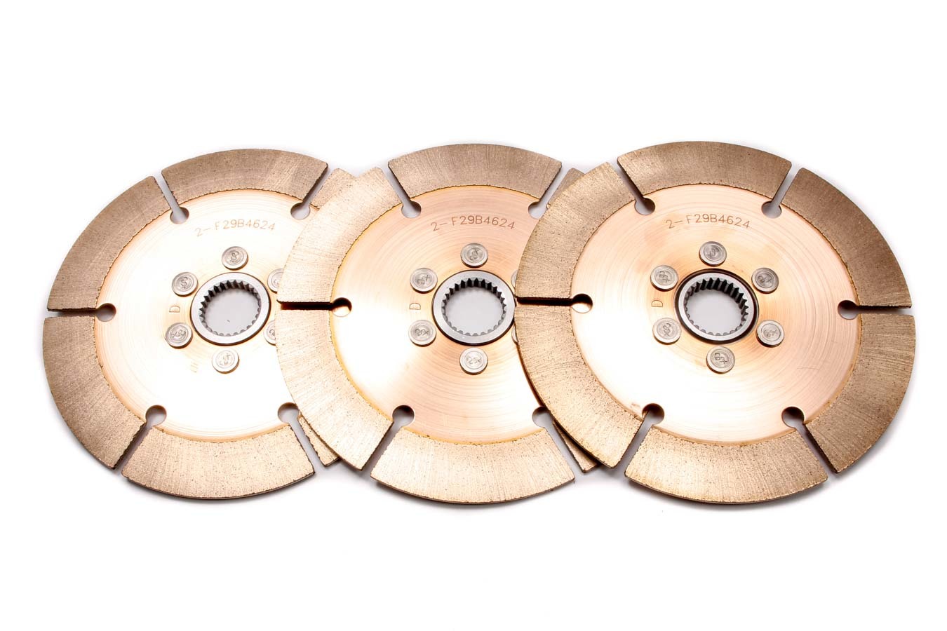 Tilton Engineering 64185-2-ACC-36 - Clutch Disc, Full Circle 6-Rivet, 7-1/4 in Diameter, 1-5/32 in x 26 Spline, Rigid Hub, Metallic, Tilton Clutches, Set of 3