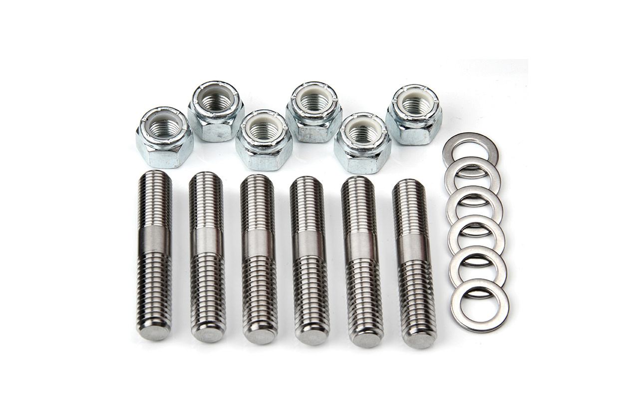 Ti22 Performance 1050 Torque Tube Stud, 3/8-16 in Base Thread, 3/8-24 in Top Thread, 1.875 in Long, Lock Nuts / Washers Included, Titanium, Natural, Set of 6