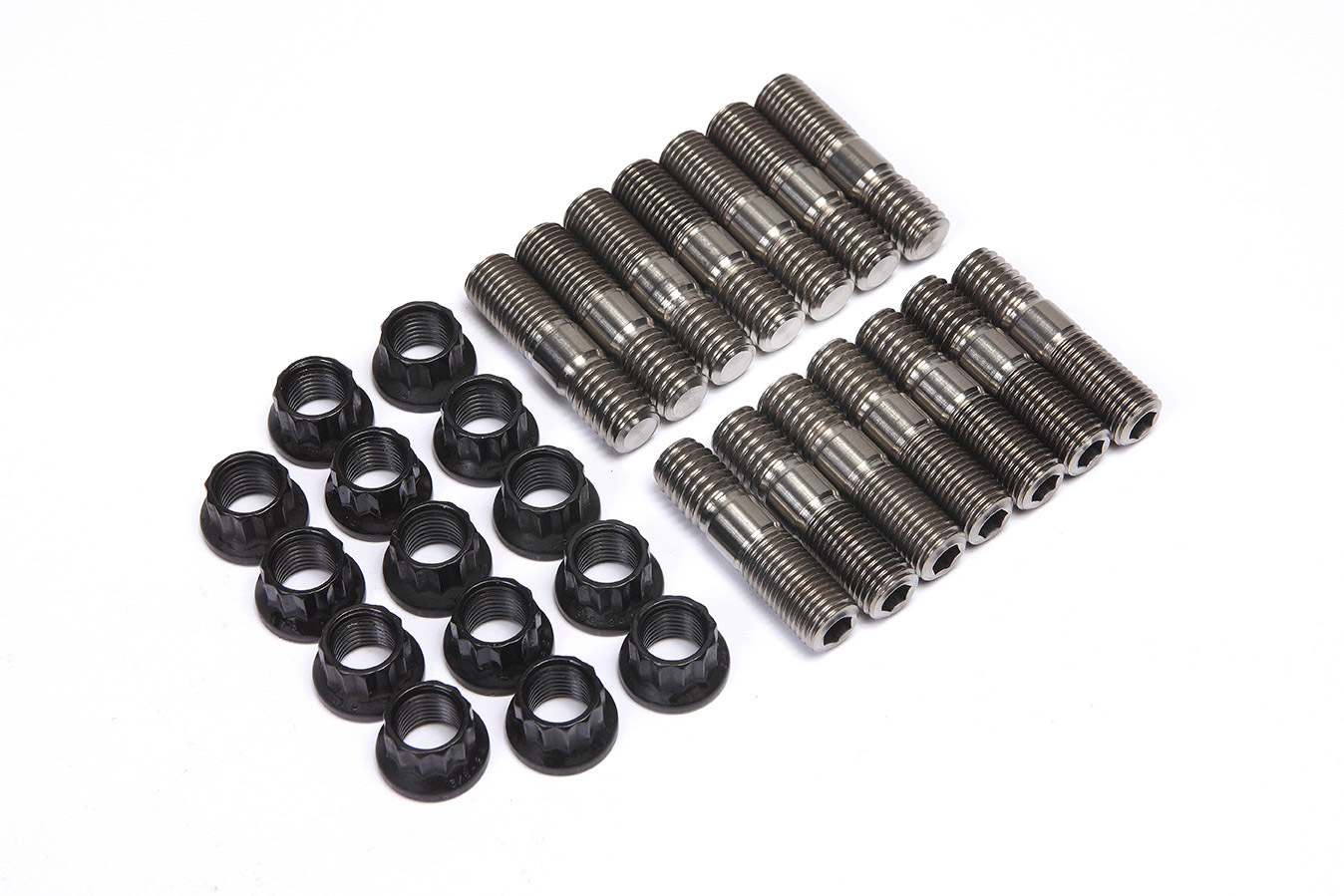 Ti22 Performance 1120 Header Stud, 3/8-16 in Base Thread, 3/8-24 in Top Thread, 1.500 in Long, Titanium, Natural, Set of 14