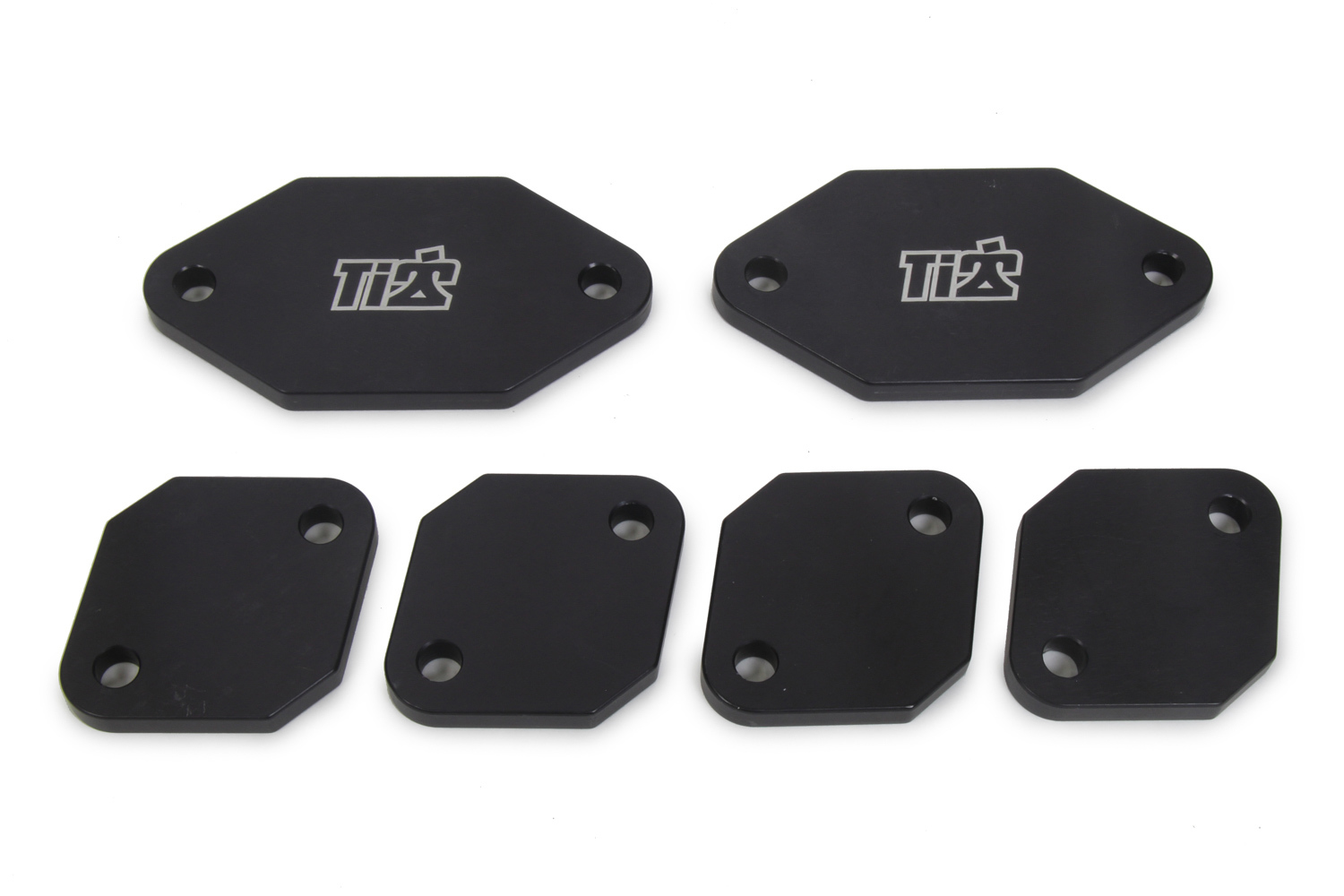 Ti22 Performance 5124 Exhaust Port Blockoff, Individual Plates, Aluminum, Black Anodized, Small Block Chevy, Kit