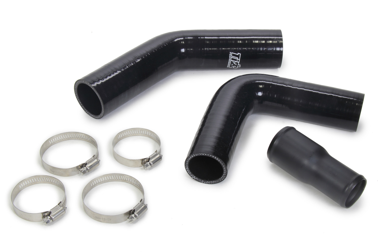 Ti22 Performance 5168 Radiator Hose, Lower, 1-1/2 in ID to 1-3/4 in ID, 22 in Long, Adapters / Clamps / Coupler Included, Silicone, Black, Sprint Car, Each