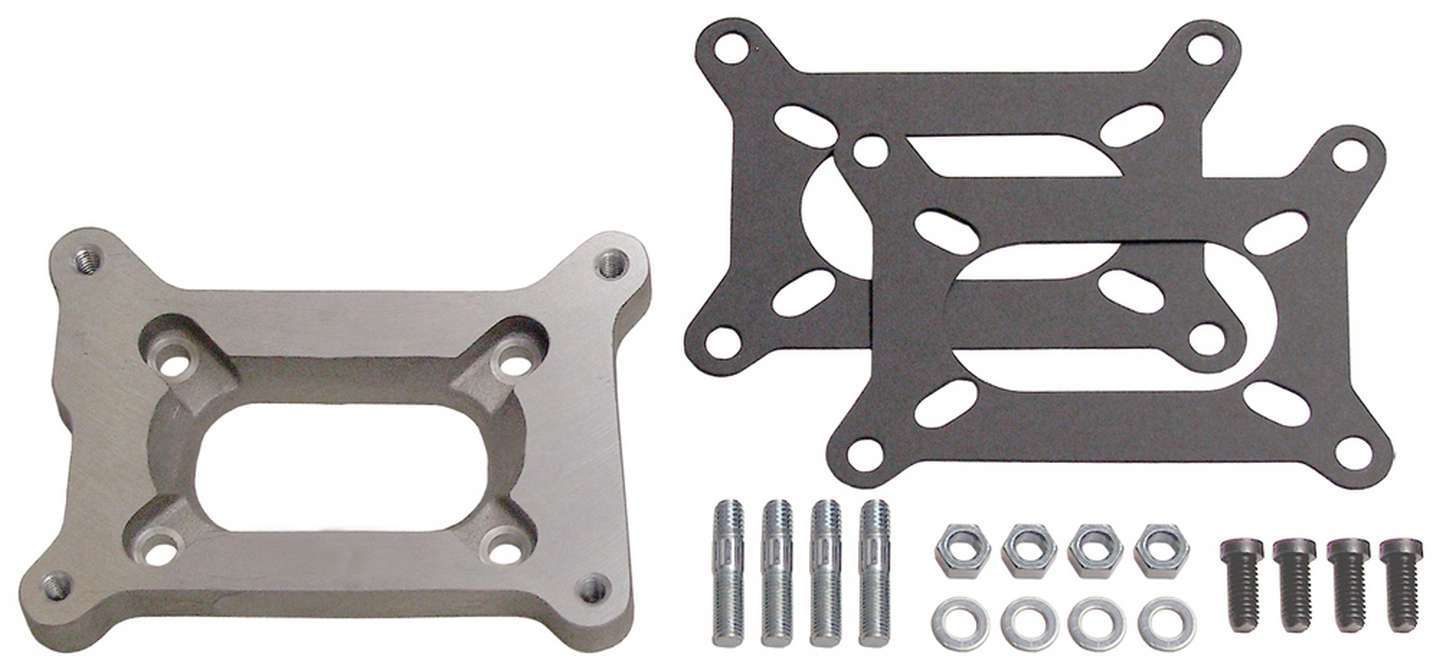Trans Dapt 2039 Carburetor Adapter, 1/2 in Thick, Open, Holley 2-Barrel to Rochester 2-Barrel, Gasket / Hardware, Aluminum, Natural, Each