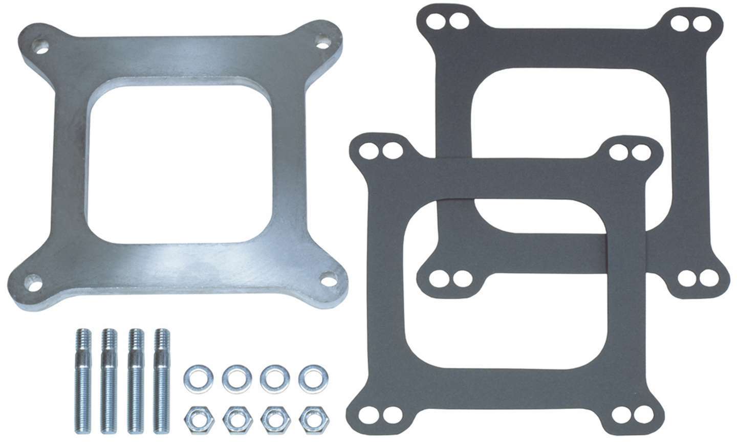 Trans Dapt 2063 Carburetor Spacer, 3/8 in Thick, Open, Square Bore, Gasket / Hardware Included, Aluminum, Natural, Each