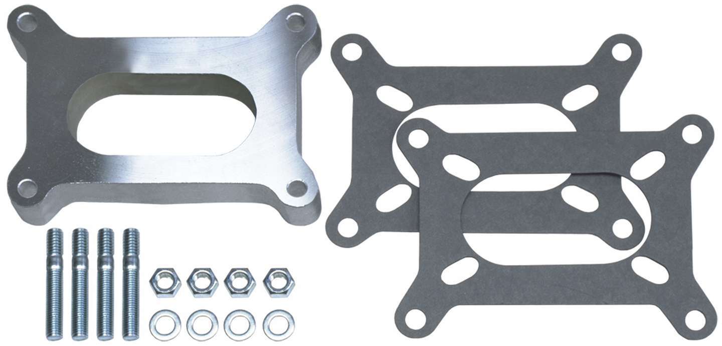 Trans Dapt 2135 Carburetor Spacer, 1 in Thick, Open, Holley 2-Barrel, Gasket / Hardware Included, Aluminum, Natural, Each