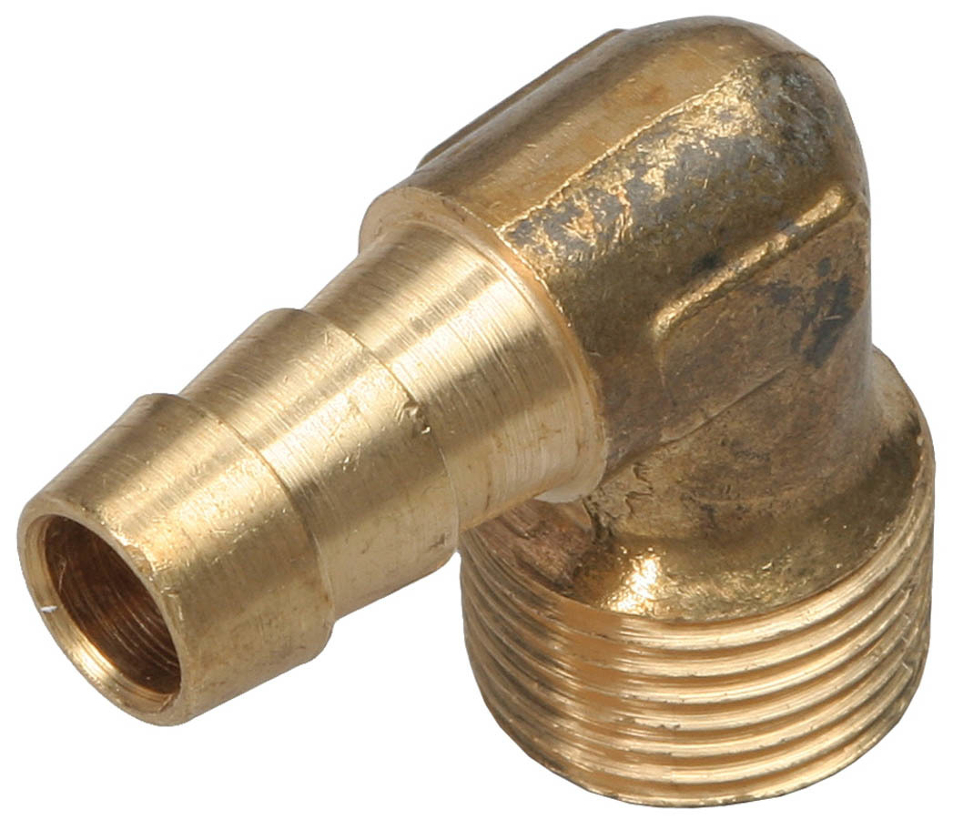 Trans Dapt 2271 Fitting, Adapter, 90 Degree, 3/8 in NPT Male to 3/8 in Hose Barb, Brass, Each