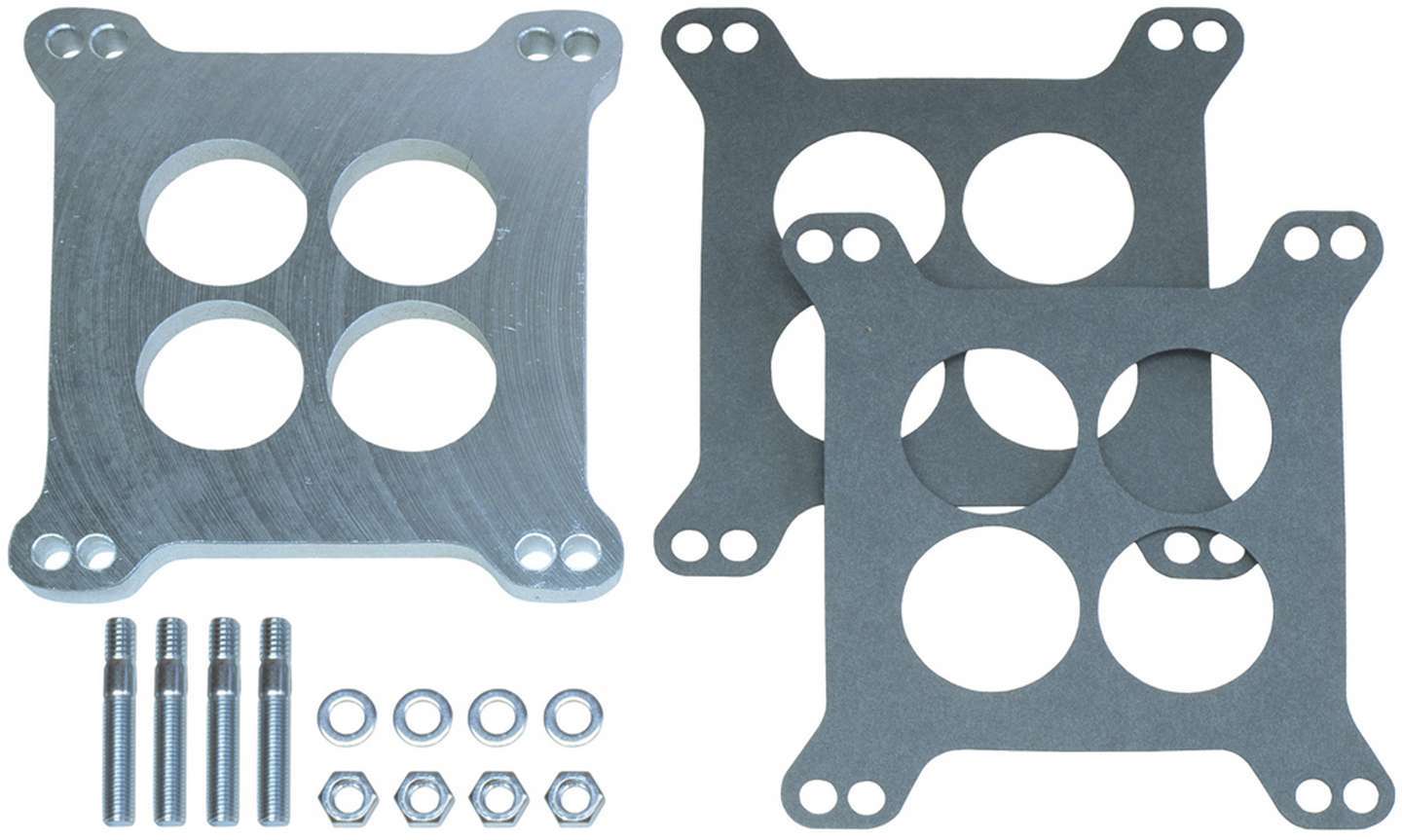 Trans Dapt 2280 Carburetor Spacer, 3/8 in Thick, 4 Hole, Square Bore, Gasket / Hardware Included, Aluminum, Natural, Each