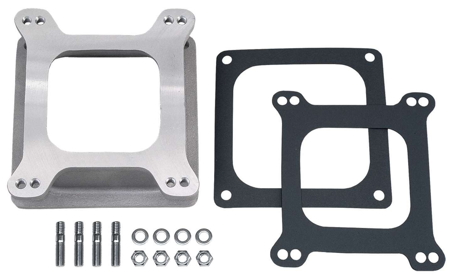 Trans Dapt 2381 Carburetor Spacer, 2-1/8 in Thick, Open, Square Bore, Gasket / Hardware Included, Aluminum, Natural, Each