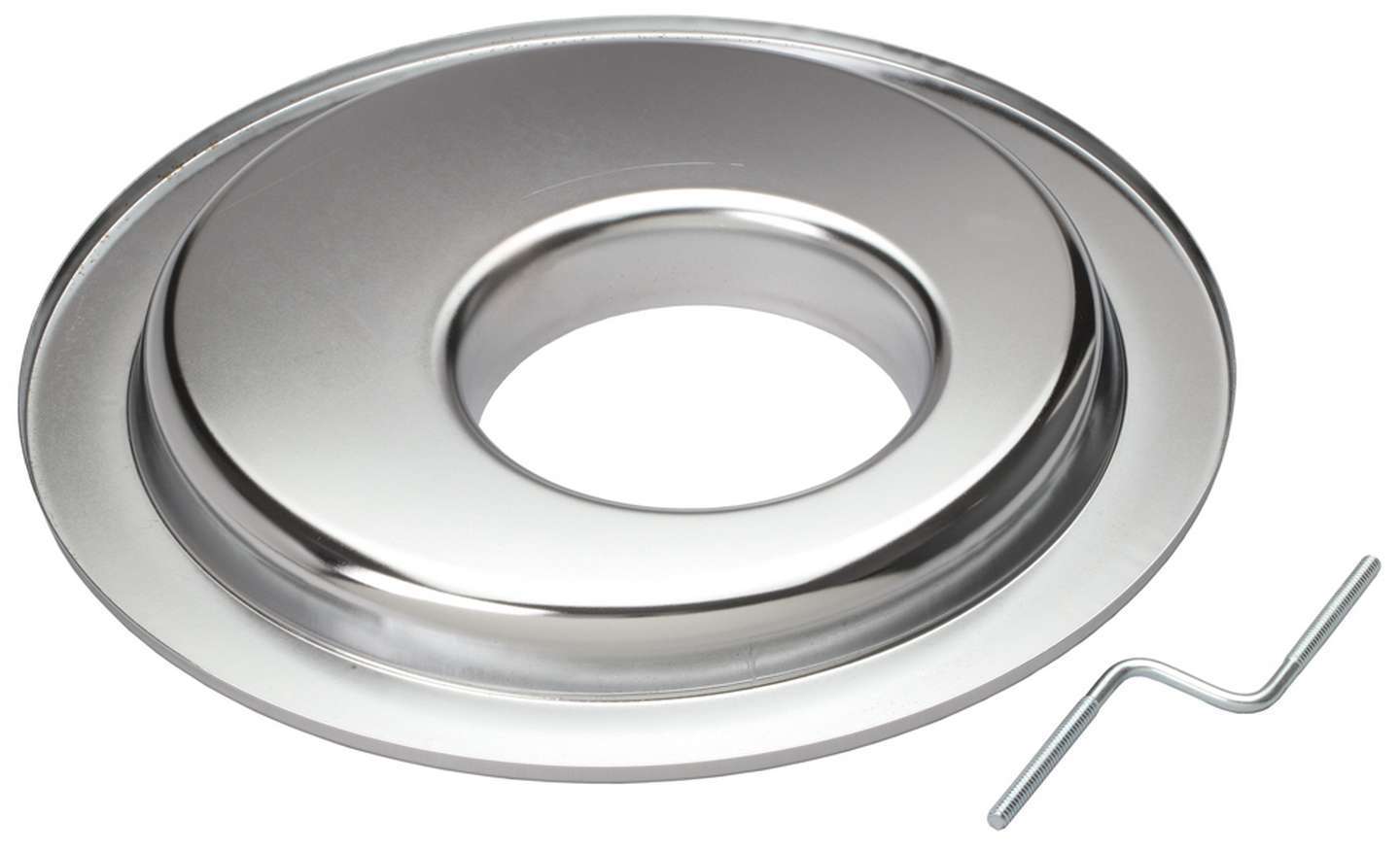 Trans Dapt 2430 Air Cleaner Base, 14 in Round, 5-1/8 in Carb Flange, Offset, Flat Base, Steel, Chrome, Each
