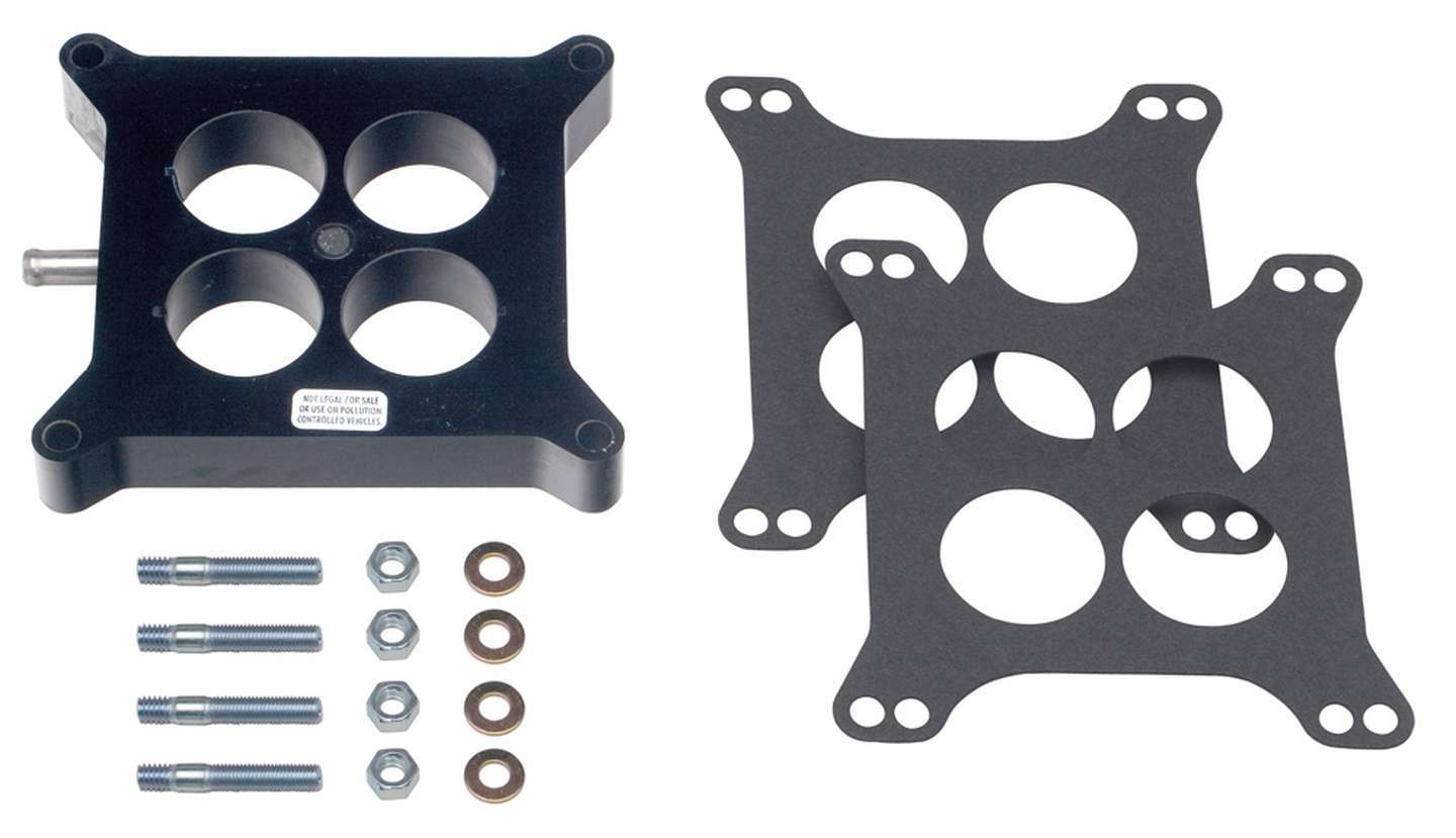 Trans Dapt 2529 Carburetor Spacer, Swirl-Torque, 1 in Thick, 4 Hole, Square Bore, PCV Port, Gasket / Hardware Included, Phenolic, Black, Each