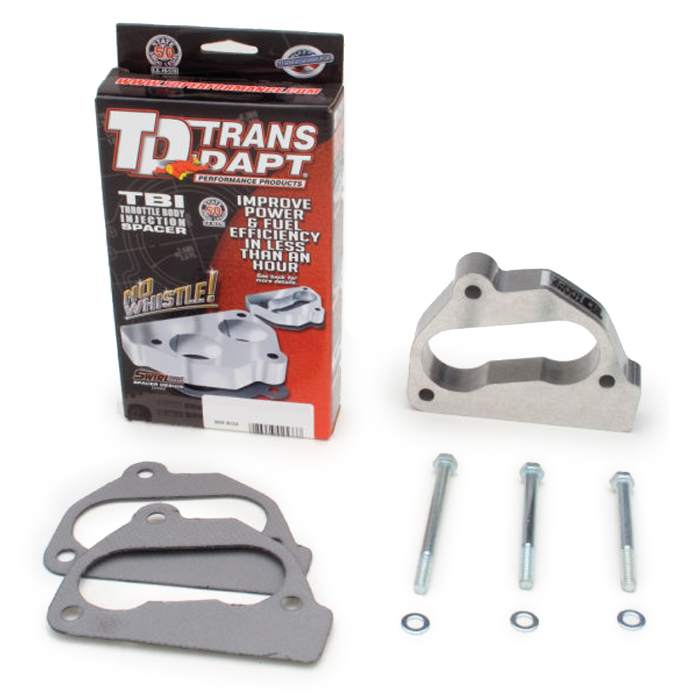 Trans Dapt 2633 Throttle Body Spacer, Wide-Open, 1 in Thick, Gasket / Hardware, Aluminum, Natural, Small Block Chevy, Each