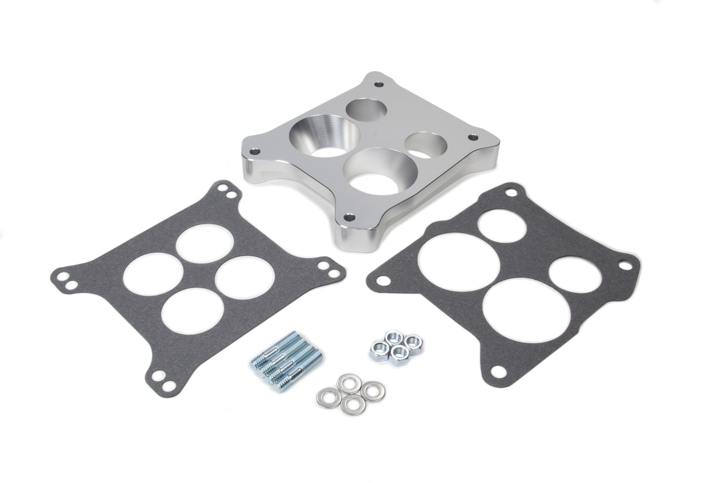 Trans Dapt 3224 Carburetor Adapter, 1 in Thick, 4 Hole, Square Bore to Spread Bore, Aluminum, Clear Anodized, Each