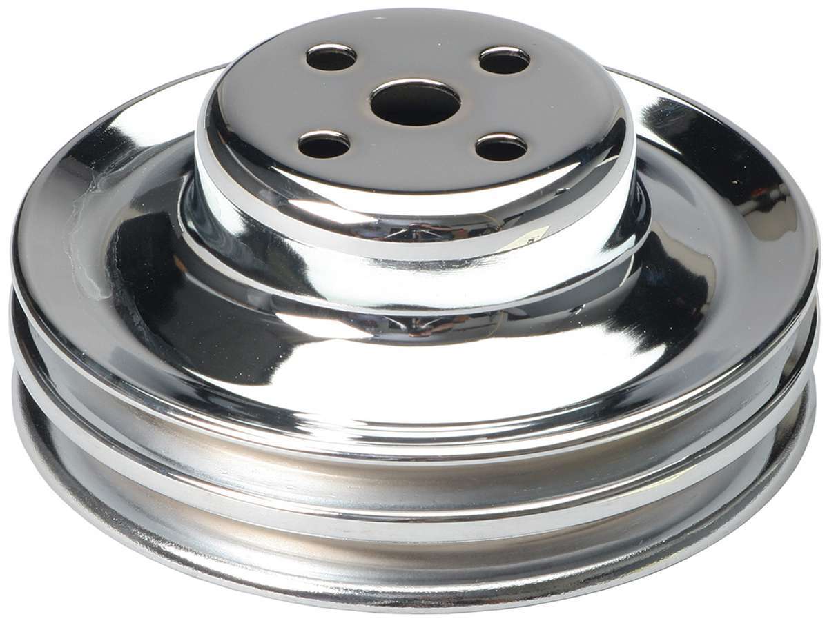 Trans Dapt 8301 Water Pump Pulley, V-Belt, 2 Groove, 5.875 in Diameter, Steel, Chrome, Small Block Ford, Each