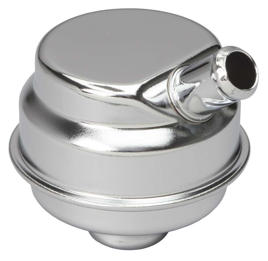 Trans Dapt 9169 Breather, Push-In, Round, 1-1/4 in Hole, 5/8 in Hose Barb Fitting, Steel, Chrome, Mopar, Each