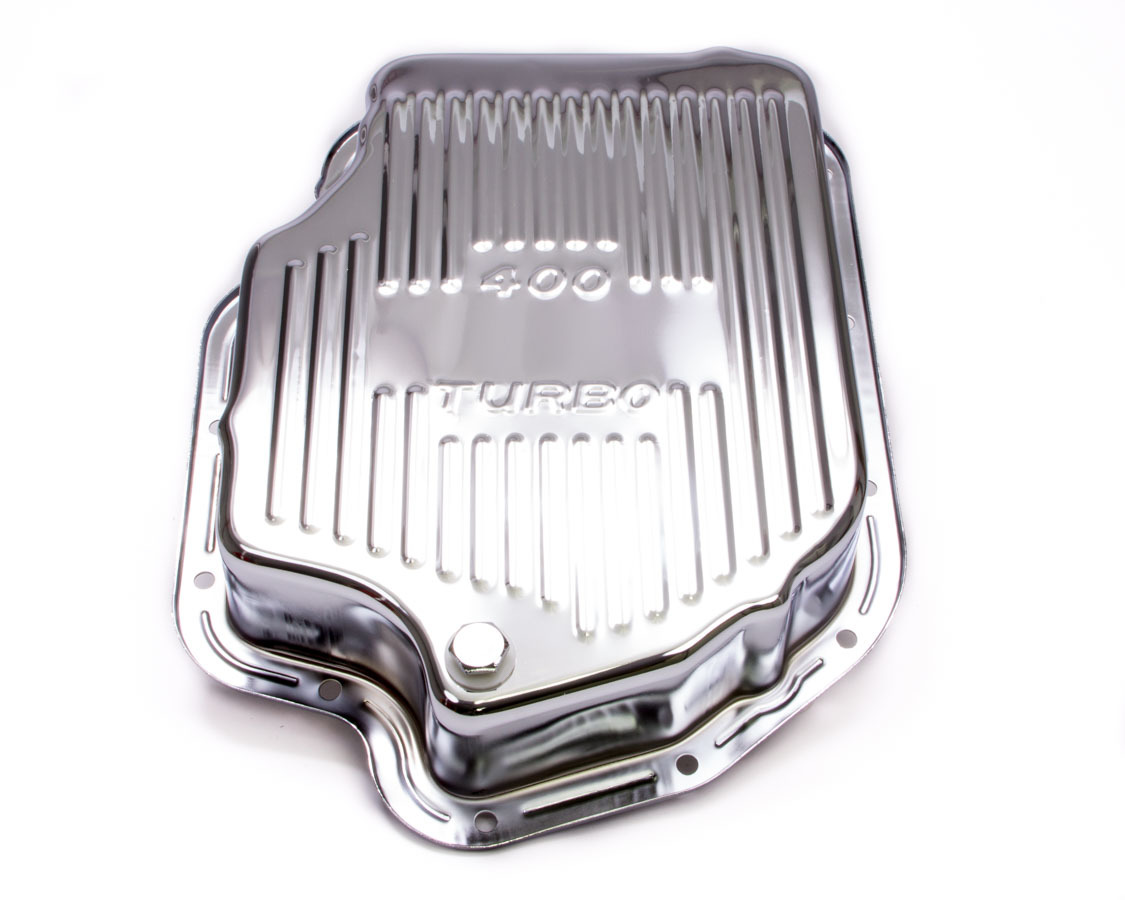 Trans Dapt 9197 Transmission Pan, 3 in Deep, Adds 1-1/2 qt Capacity, Ribbed, Steel, Chrome, TH400, Each