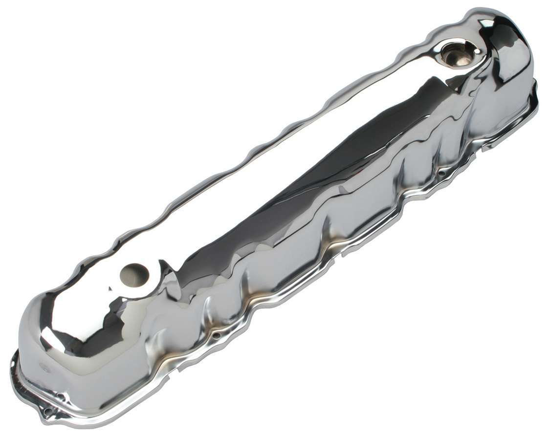 Trans Dapt 9338 Valve Cover, Stock Height, Baffled, Breather Holes, Steel, Chrome, Ford Inline-6, Each