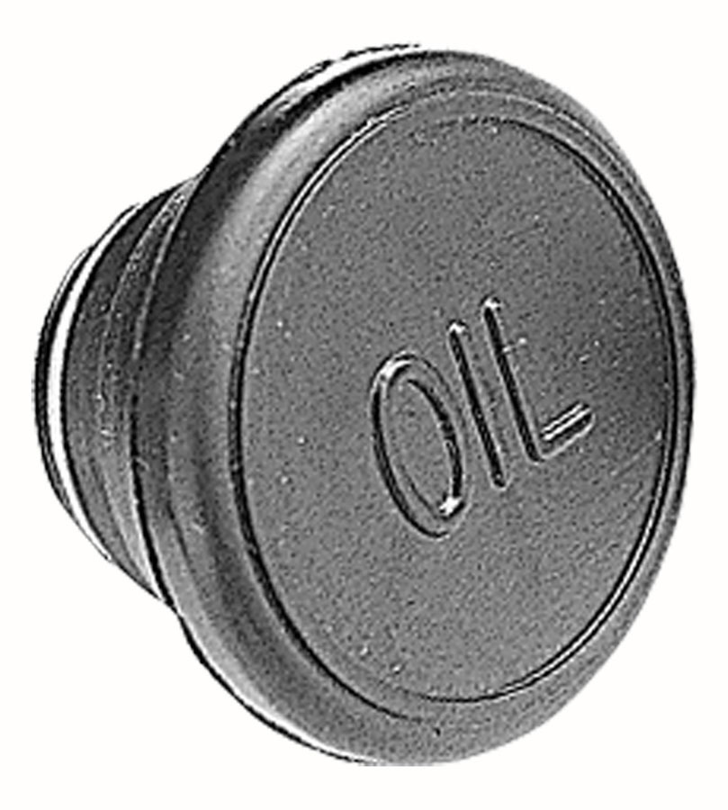 Trans Dapt 9373 Oil Fill Cap, Push-In, Round, 1-1/4 in Valve Cover Hole, Oil Logo, Rubber, Black, Each