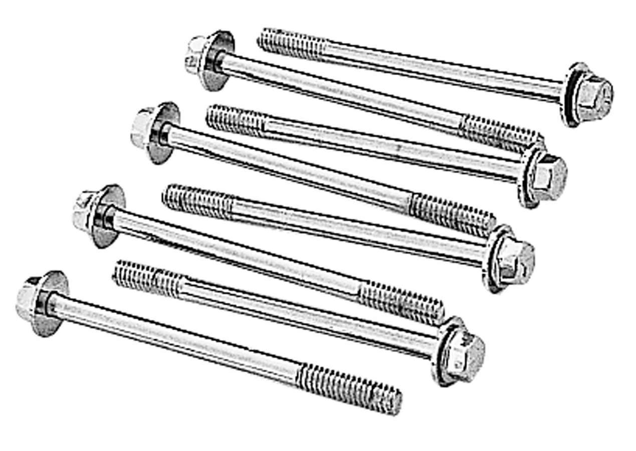 Trans Dapt 9812 Valve Cover Fastener, Bolt, 1/4-20 in Thread, 3.375 in Long, Hex Head, Steel, Chrome, Stamped Steel Covers, Set of 8