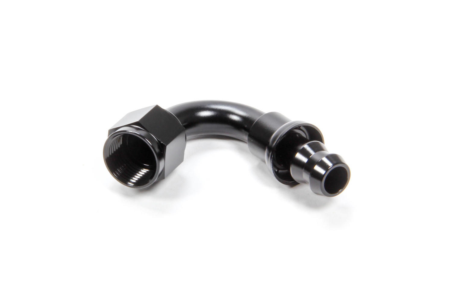 Triple X Race Components HF-12006-BLK Fitting, Hose End, 120 Degree, 6 AN Hose Barb to 6 AN Female, Aluminum, Black Anodized, Each
