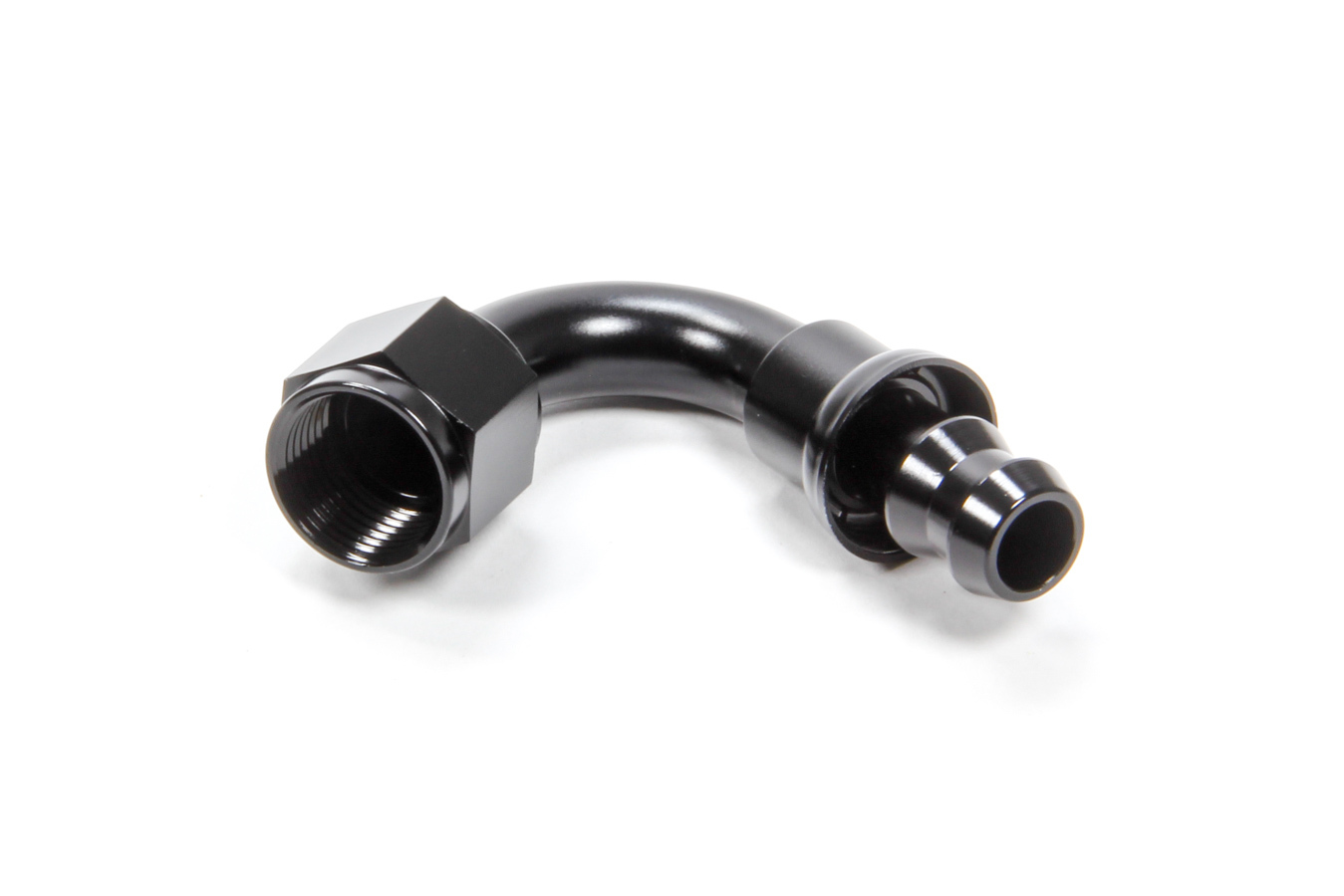 Triple X Race Components HF-12008-BLK Fitting, Hose End, 120 Degree, 8 AN Hose Barb to 8 AN Female, Aluminum, Black Anodized, Each