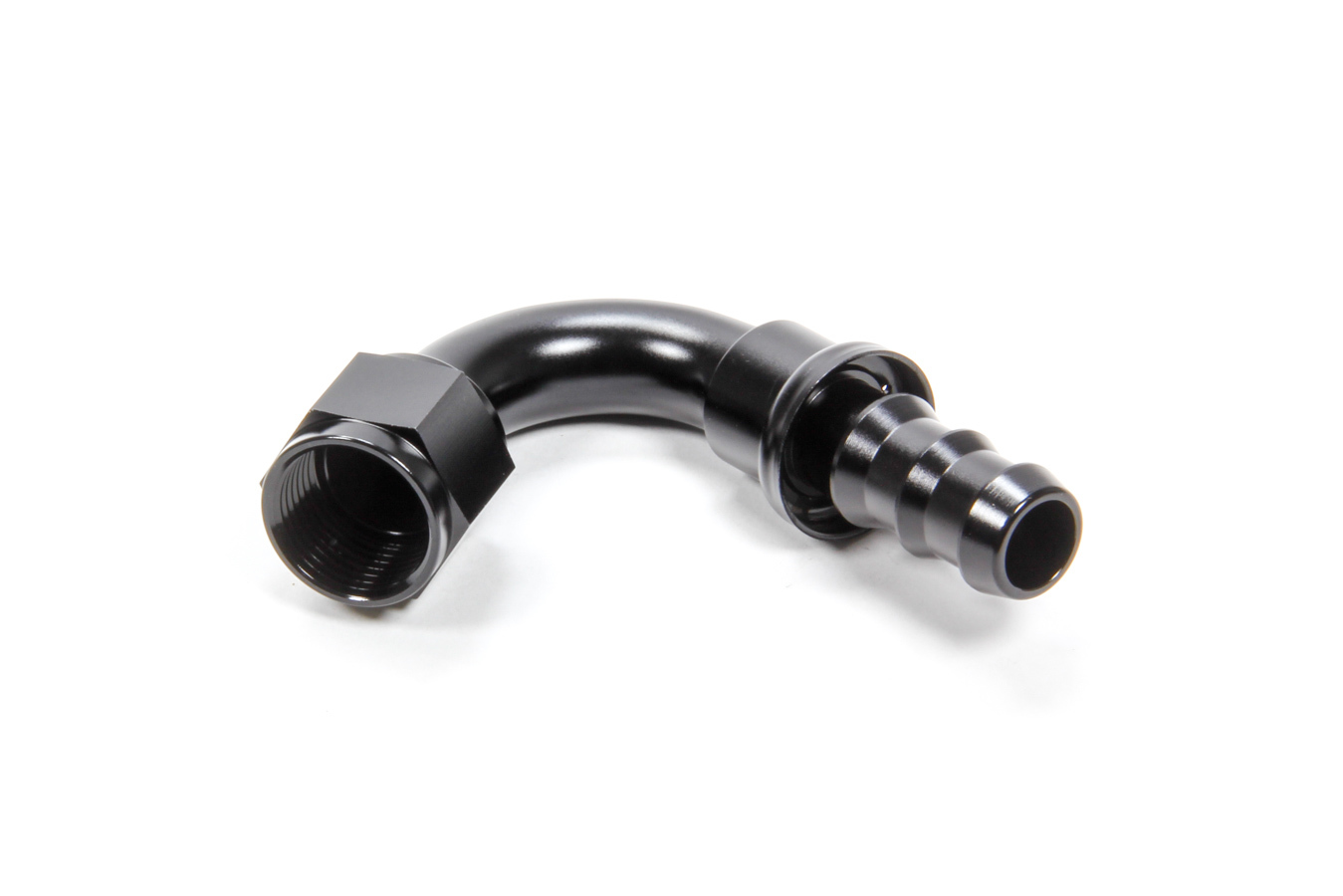 Triple X Race Components HF-12010-BLK Fitting, Hose End, 120 Degree, 10 AN Hose Barb to 10 AN Female, Aluminum, Black Anodized, Each