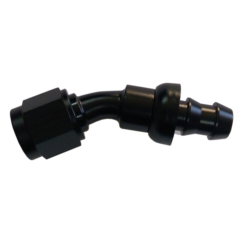 Triple X Race Components HF-13006-BLK Fitting, Hose End, 30 Degree, 6 AN Hose Barb to 6 AN Female, Aluminum, Black Anodized, Each