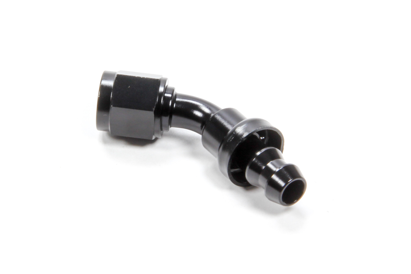 Triple X Race Components HF-14506-BLK Fitting, Hose End, 45 Degree, 6 AN Hose Barb to 6 AN Female, Aluminum, Black Anodized, Each
