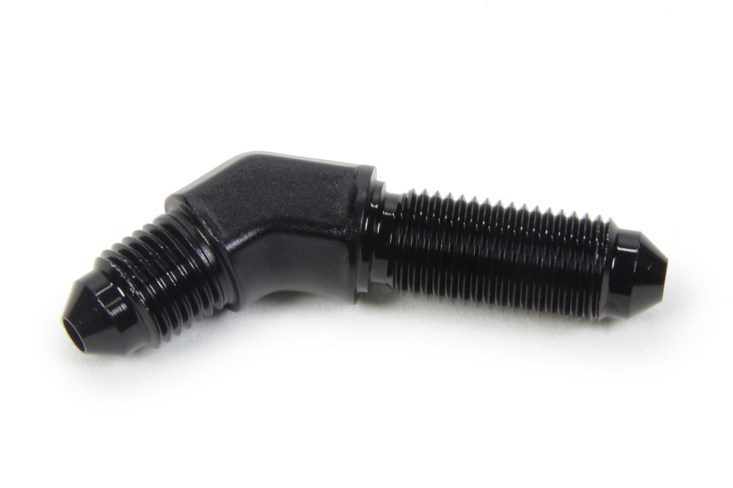 Fitting - Bulkhead - 45 Degree - 3 AN Male to 3 AN Male Bulkhead - Aluminum - Black Anodized - Each
