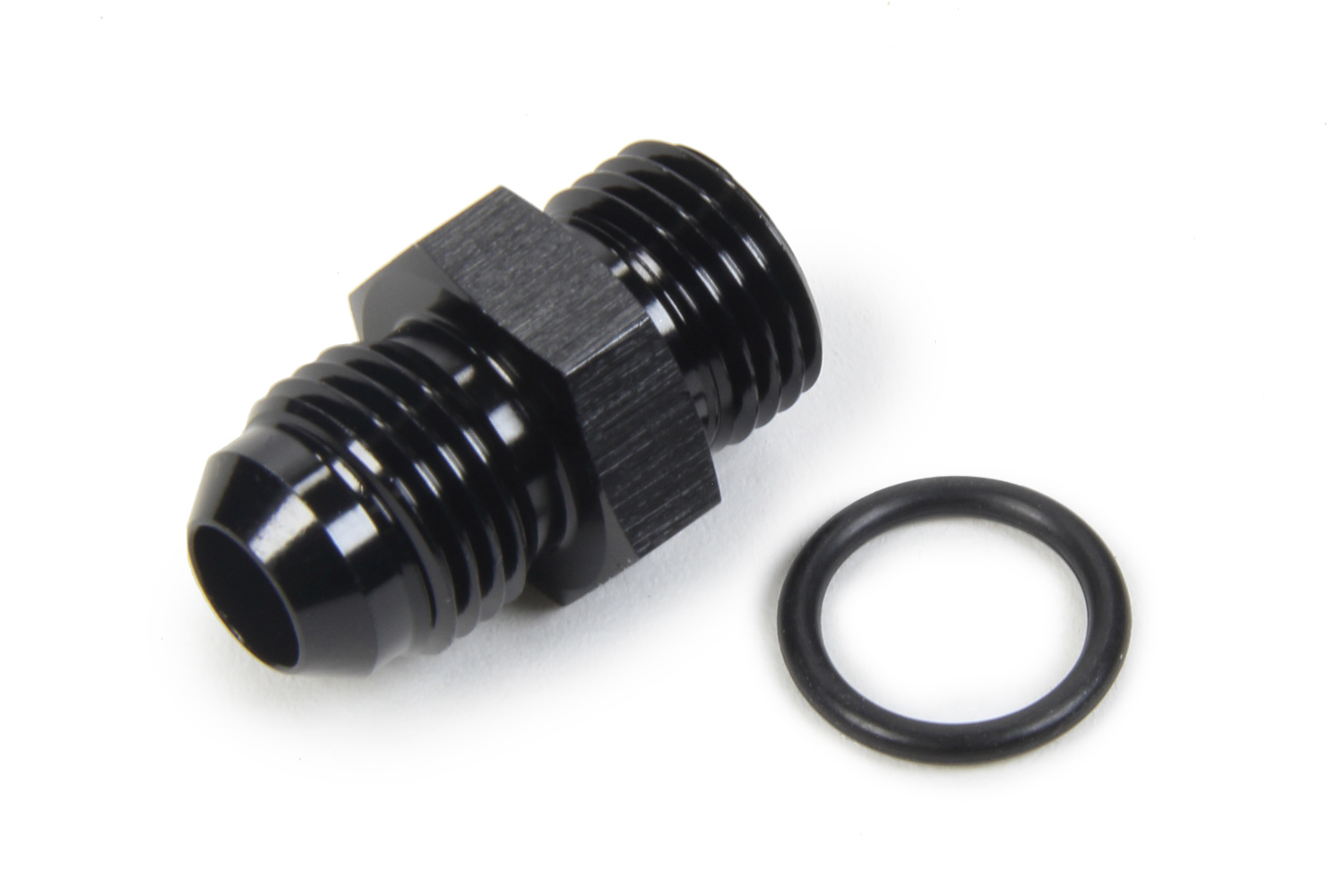 Fitting - Adapter - Straight - 6 AN Male to 6 AN Male O-Ring - Aluminum - Black Anodized - Each