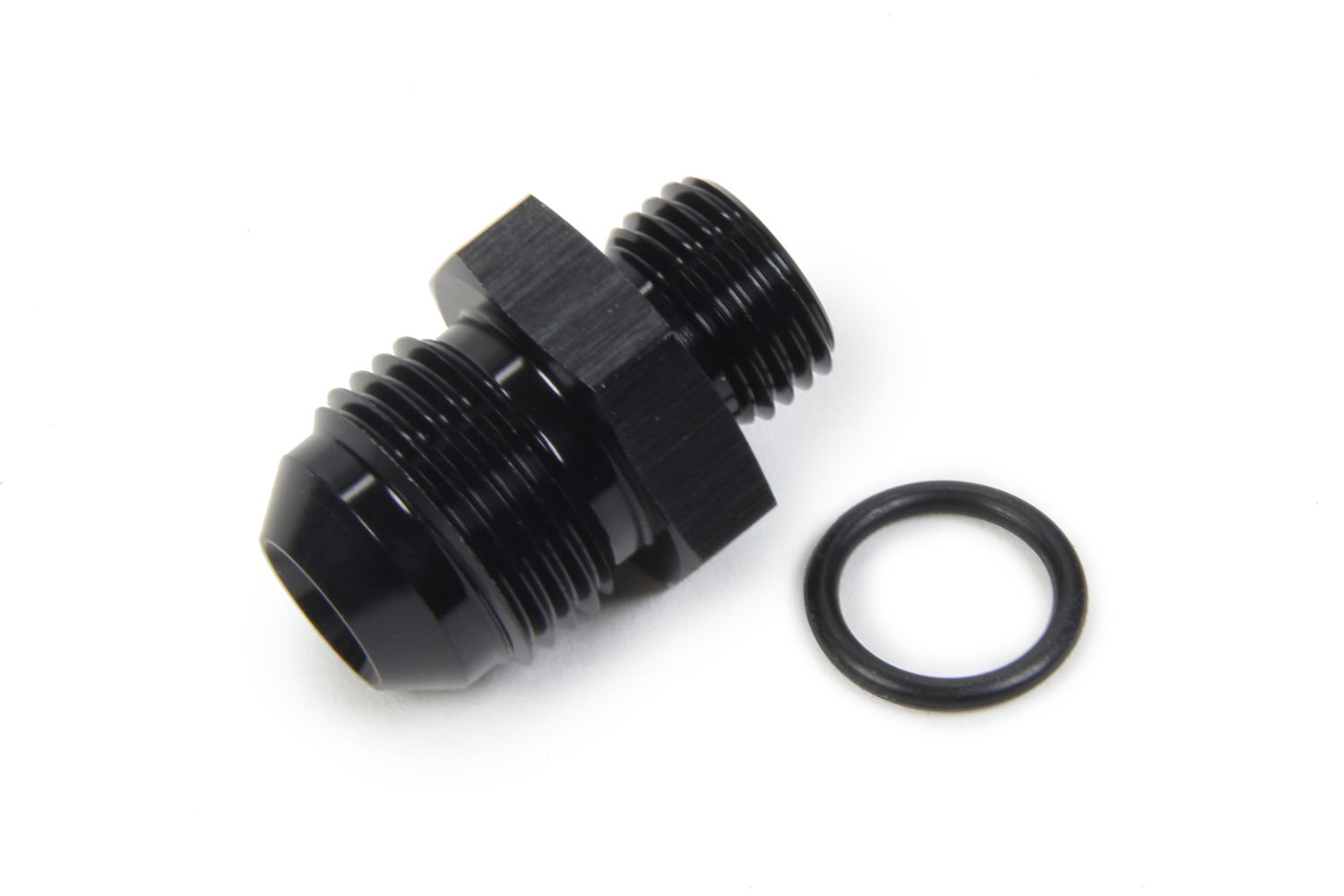 Fitting - Adapter - Straight - 8 AN Male to 6 AN Male O-Ring - Aluminum - Black Anodized - Each
