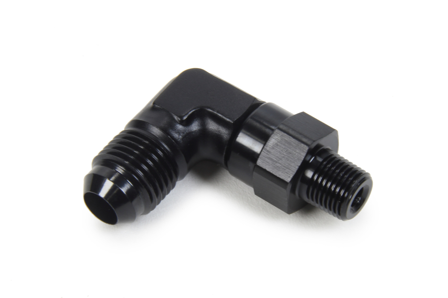 Triple X Race Components HF-93061-BLK Fitting, Adapter, 90 Degree, 6 AN Male to 1/8 in NPT Male Swivel, Aluminum, Black Anodized, Each