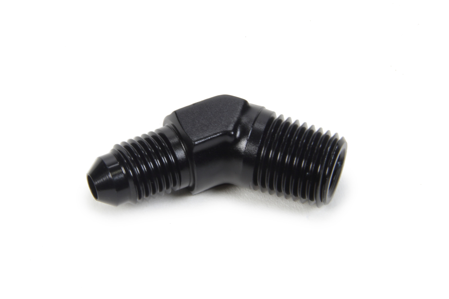 Triple X Race Components HF-94042-BLK - Fitting, Adapter, 45 Degree, 4 AN Male to 1/4 in NPT Male, Aluminum, Black Anodized, Each