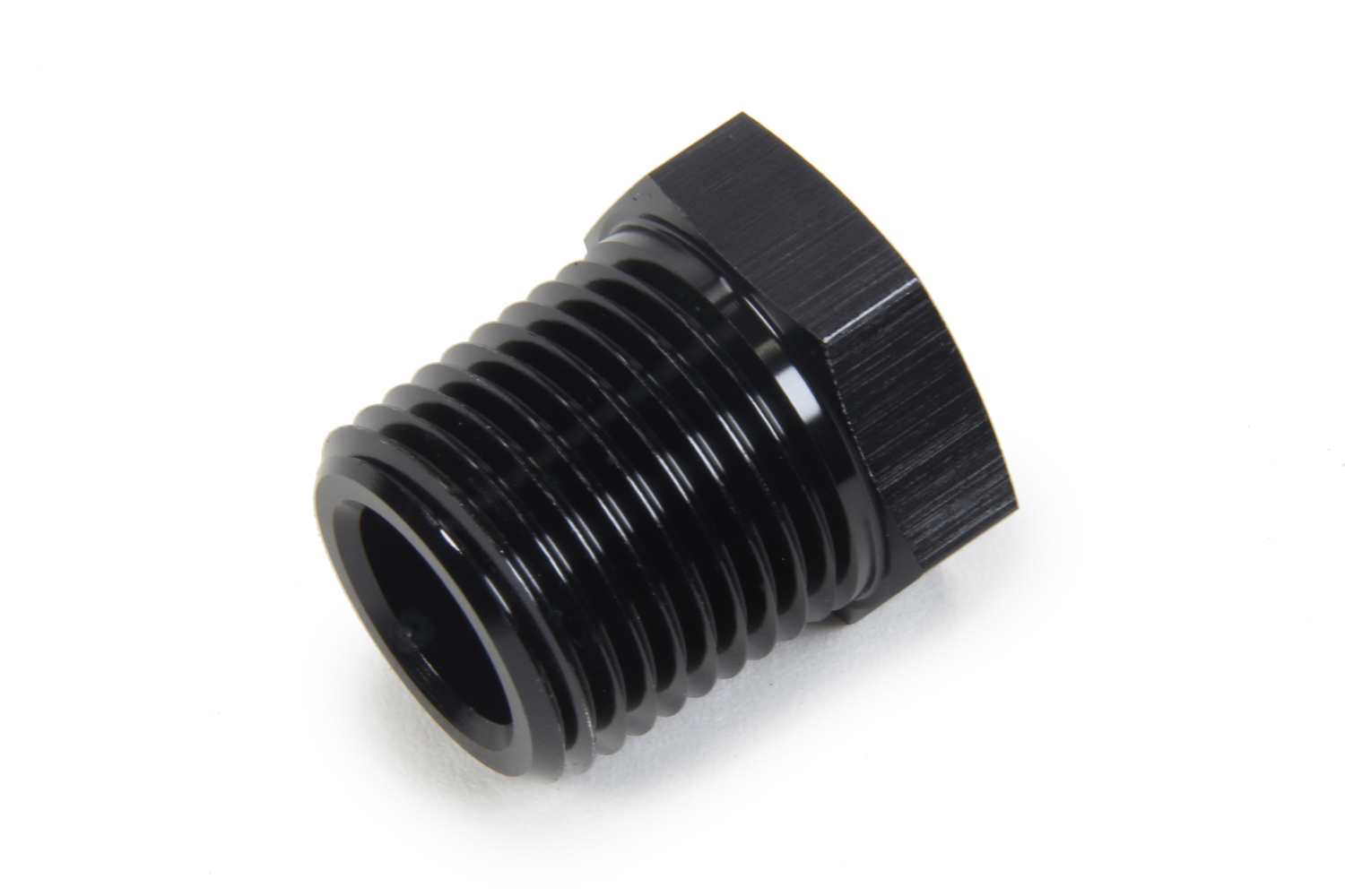 Fitting - Bushing - 1/4 in NPT Female to 1/2 in NPT Male - Aluminum - Black Anodized - Each