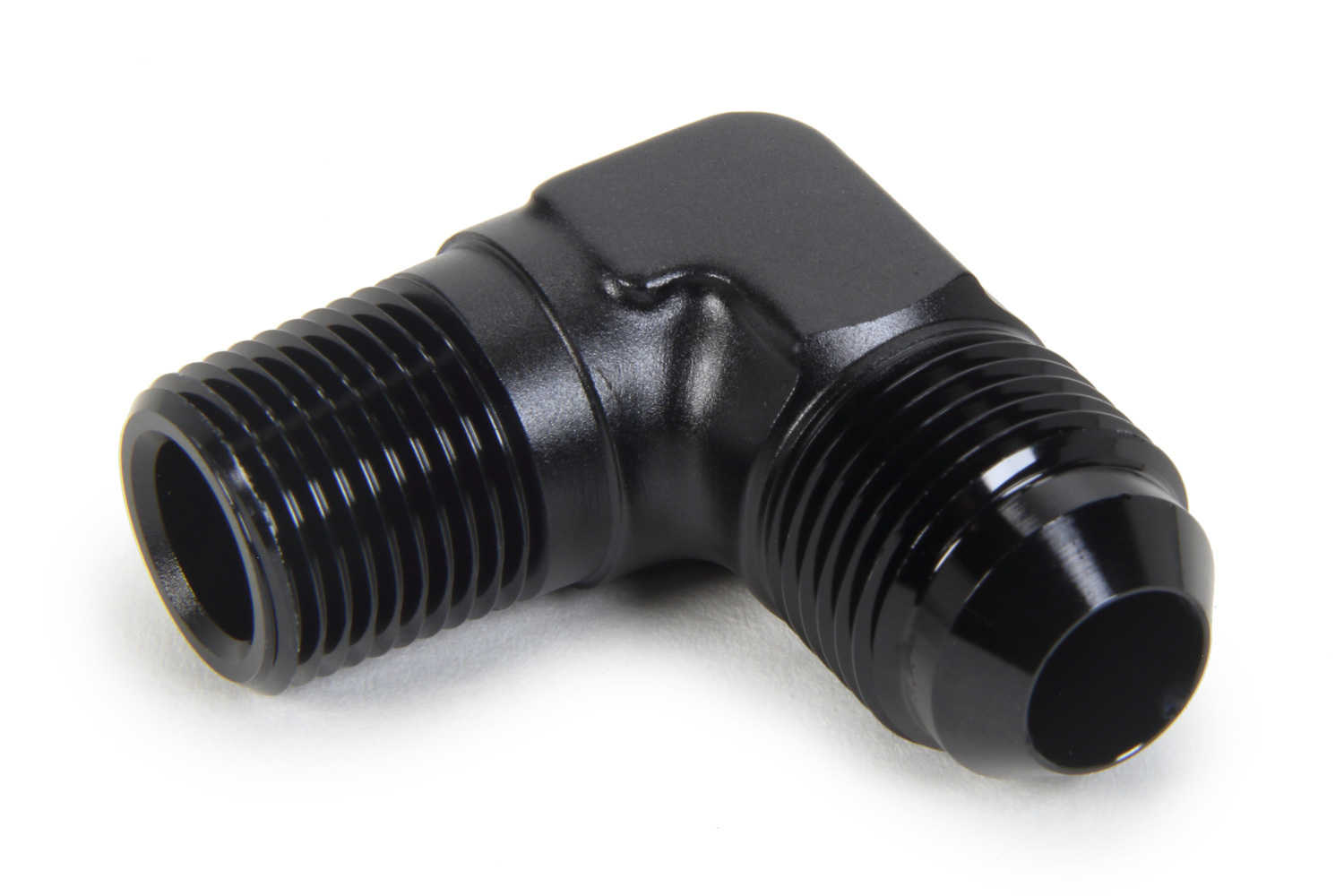 Triple X Race Components HF-99082-BLK Fitting, Adapter, 90 Degree, 8 AN Male to 1/4 in NPT Male, Aluminum, Black Anodized, Each
