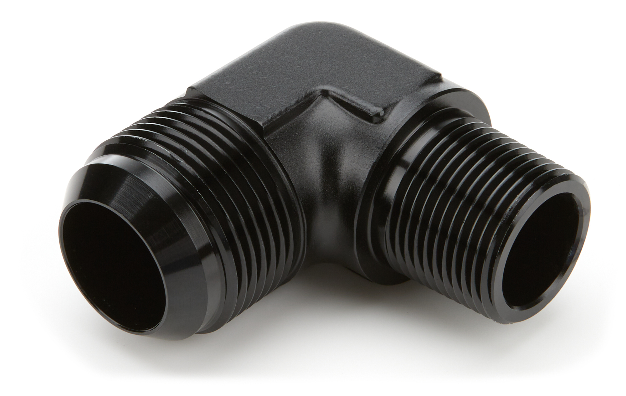 Fitting - Adapter - 90 Degree - 16 AN Male to 3/4 in NPT Male - Aluminum - Black Anodized - Each