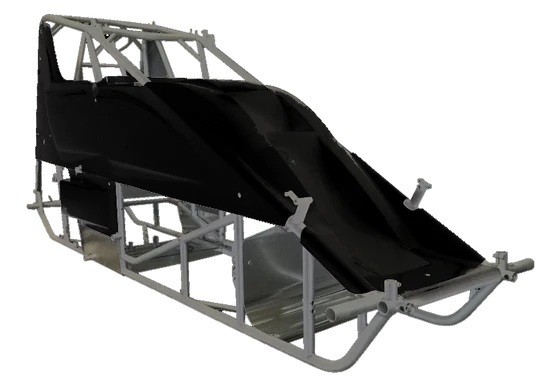 Sprint Car Kit B X-Wedge Black Inside Rail Body