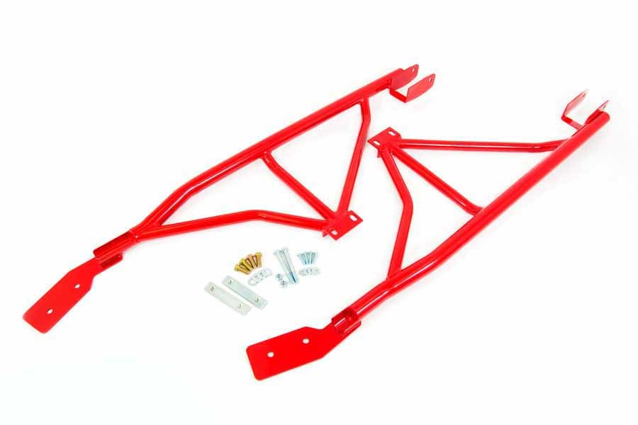 UMI Performance 2004-R Subframe Connectors, Bolt-On, 1-3/4 in OD x 0.120 Tubing, Steel, Red Powder Coat, GM F-Body 1993-2002, Kit