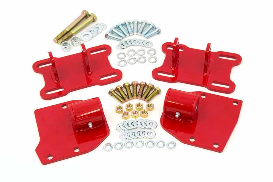 UMI Performance 4008-R Motor Mount, Bolt-On, Hardware Included, Steel, Red Powder Coat, GM LS-Series, GM A-Body 1968-72, Kit