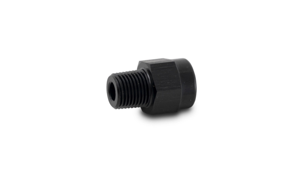 Vibrant Performance 10398 Fitting, Adapter, Straight, 1/8 in NPT Male to 1/8 in BSPT Female, Aluminum, Black Anodized, Each
