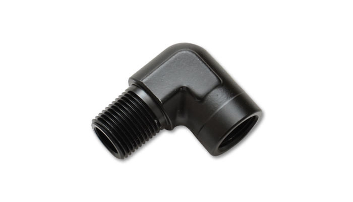 Vibrant Performance 11340 Fitting, Adapter, 90 Degree, 1/8 in NPT Male to 1/8 in NPT Female, Aluminum, Black Anodized, Each