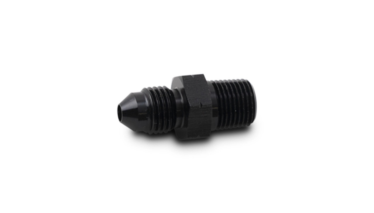 Vibrant Performance 12730 Fitting, Adapter, Straight, 3 AN Male to 1/8-28 in BSPT Male, Aluminum, Black Anodized, Each