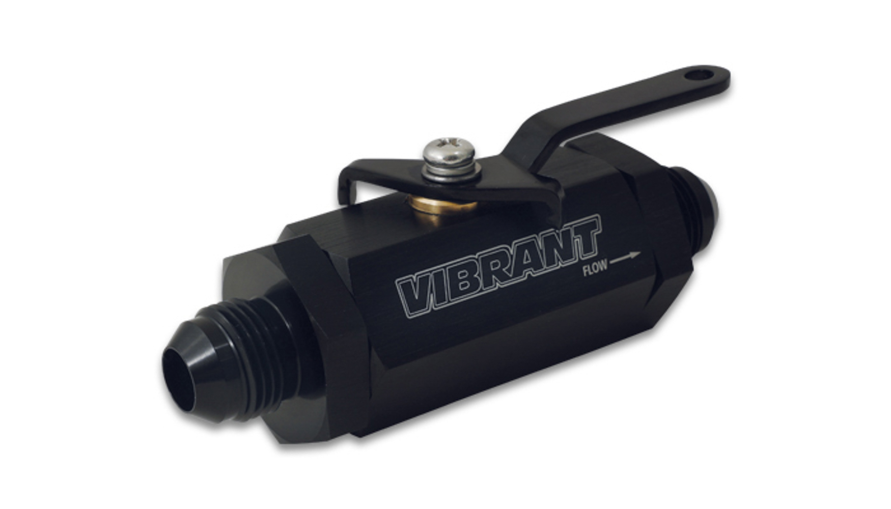 Vibrant Performance 16752 Shut Off Valve, Manual, 12 AN Male Inlet to 12 AN Male Outlet, Aluminum, Black Anodized, Each