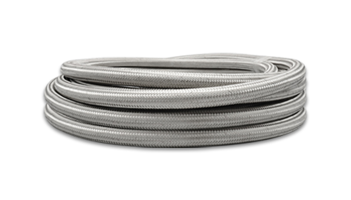 Vibrant Performance 18426 Hose, Steel-Flex, 6 AN PTFE, 20 ft, Braided Stainless, Natural, Each