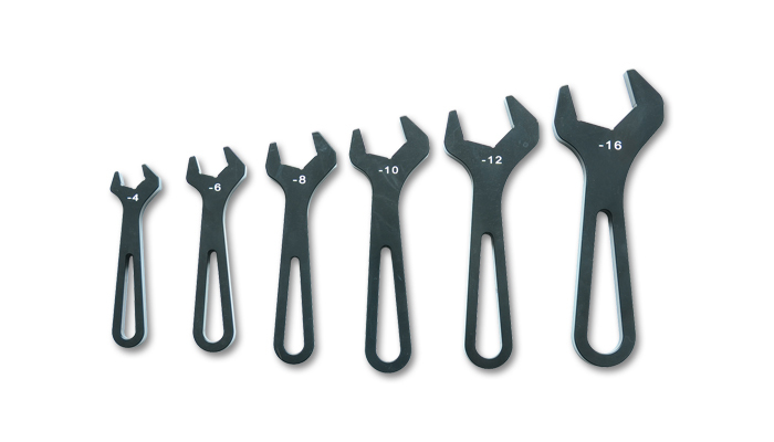 Vibrant Performance 20989 AN Wrench Set, Single End, 6 Piece, 4 AN to 16 AN, Aluminum, Black Anodized, Kit