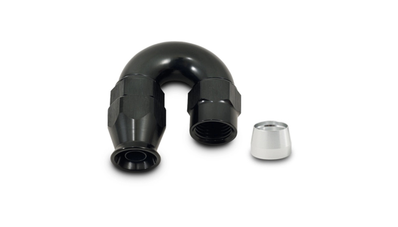 Vibrant Performance 28816 Fitting, Hose End, 180 Degree, 16 AN PTFE Hose to 16 AN Female, Aluminum, Black Anodized, Each