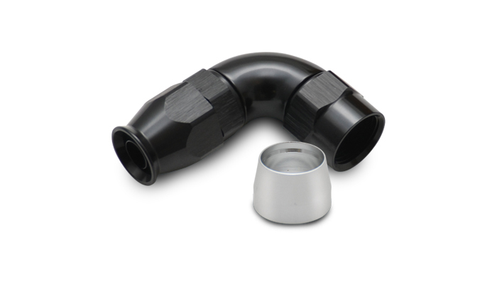 Vibrant Performance 28910 Fitting, Hose End, 90 Degree, 10 AN PTFE Hose to 10 AN Female, Aluminum, Black Anodized, Each